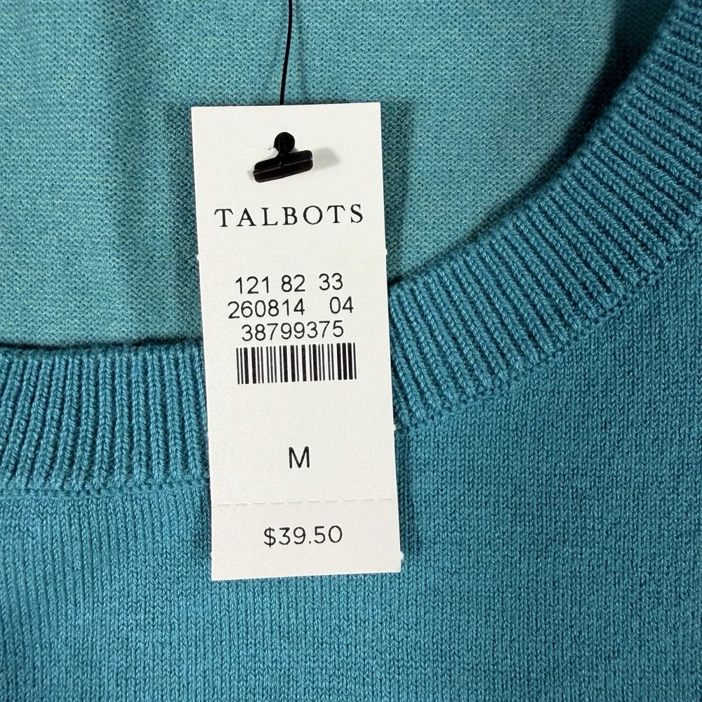 Talbot's Women's Sweater Vest Size Medium Blue Sleeveless Pima Cotton NWT - Picture 2 of 3